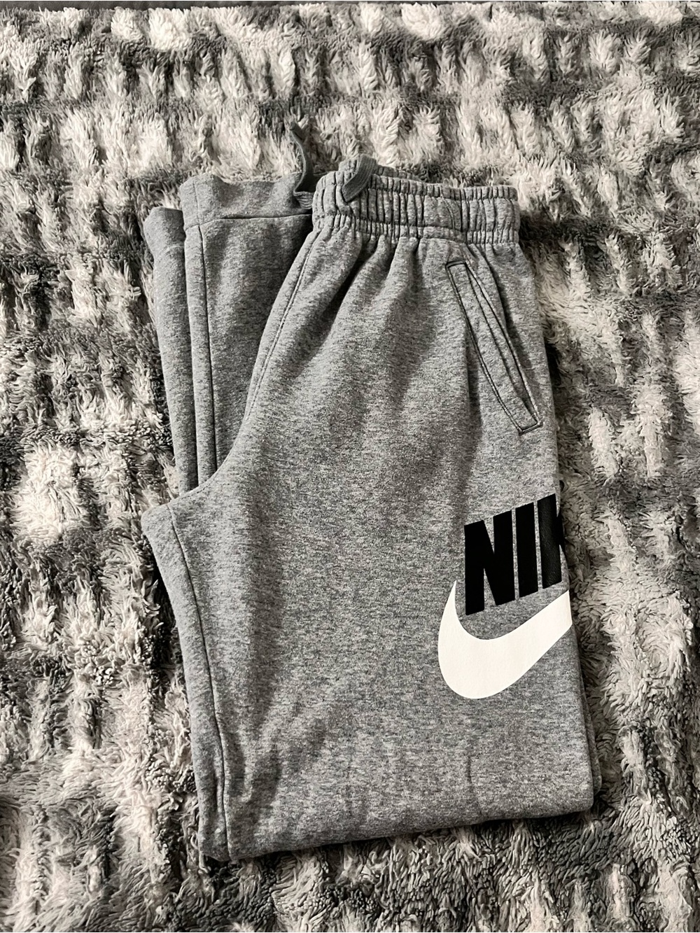 Nike Kids Grey Logo Joggers with White Swoosh